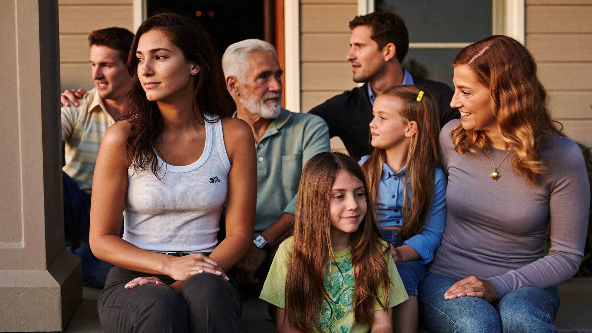 Advisor talking with a multigenerational family on their front porch